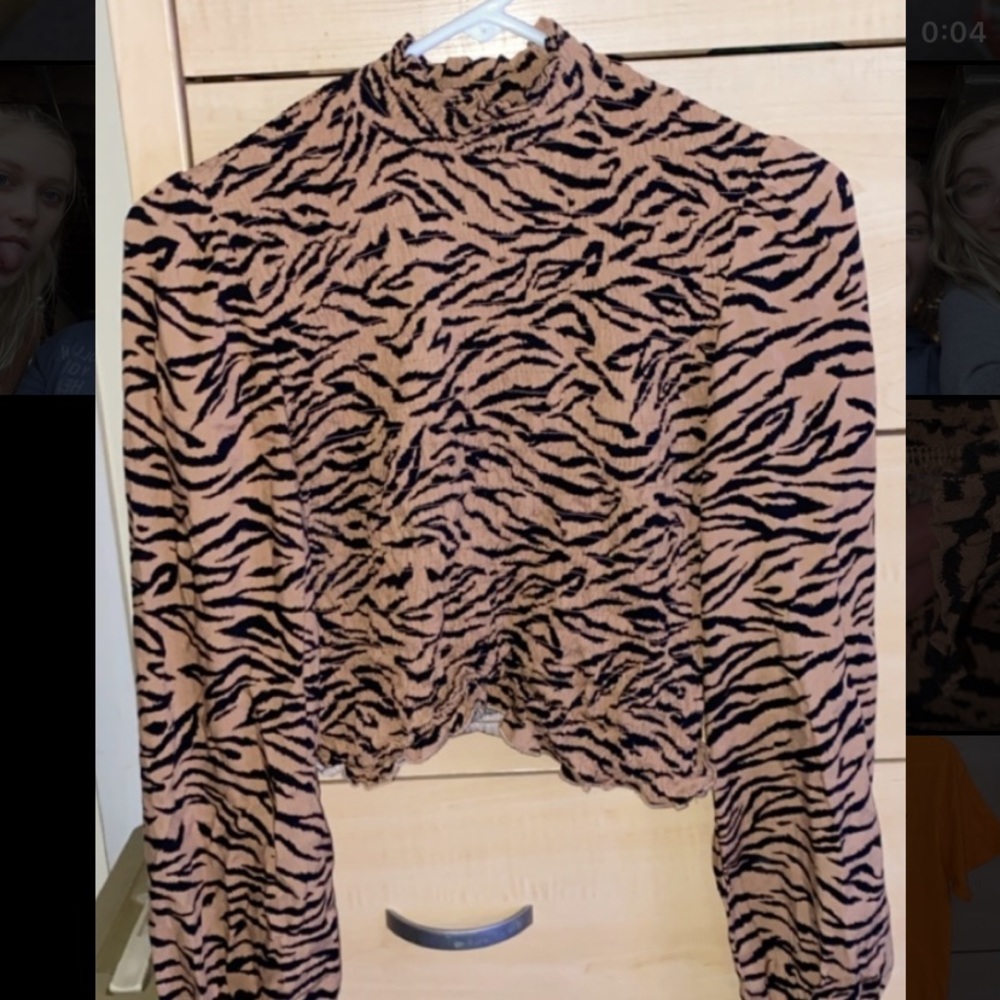 Tan Zebra Print Turtle Neck